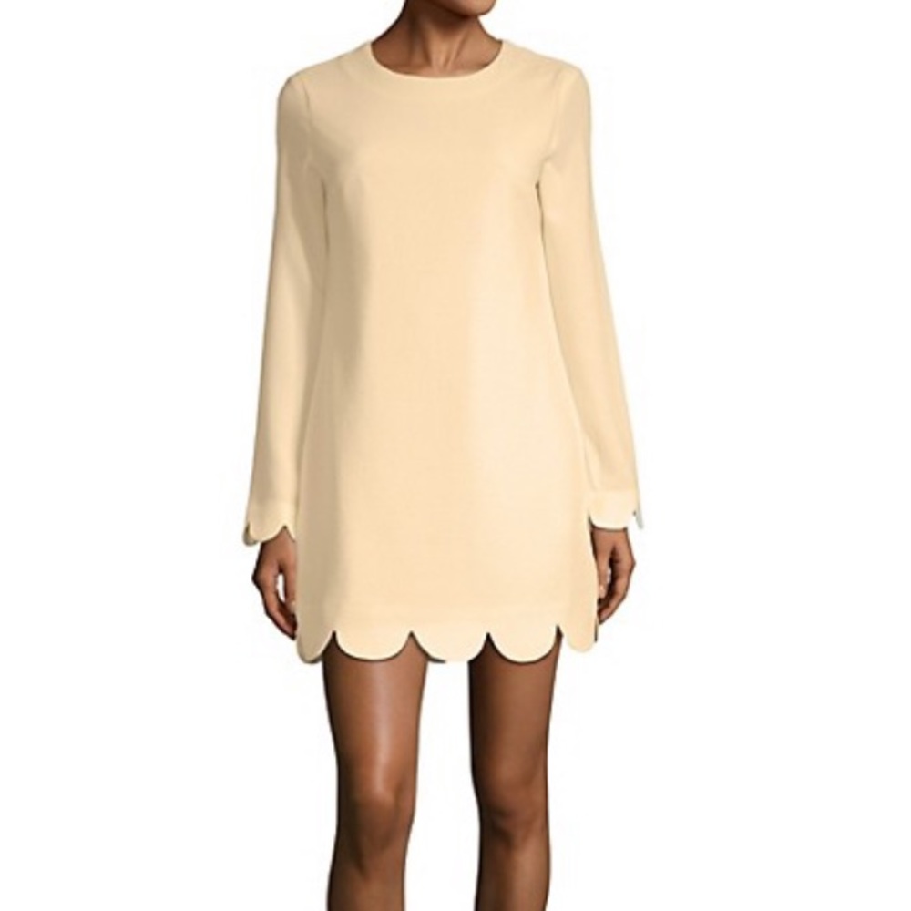 English factory scalloped ivory mini dress S